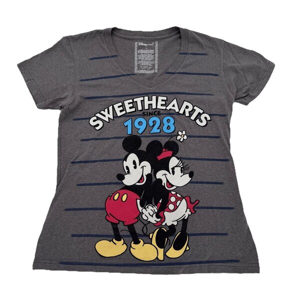 Disney Mickey & Minnie Sweethearts Since 1928 T Shirt Grey L From Disney Store - Picture 1 of 6